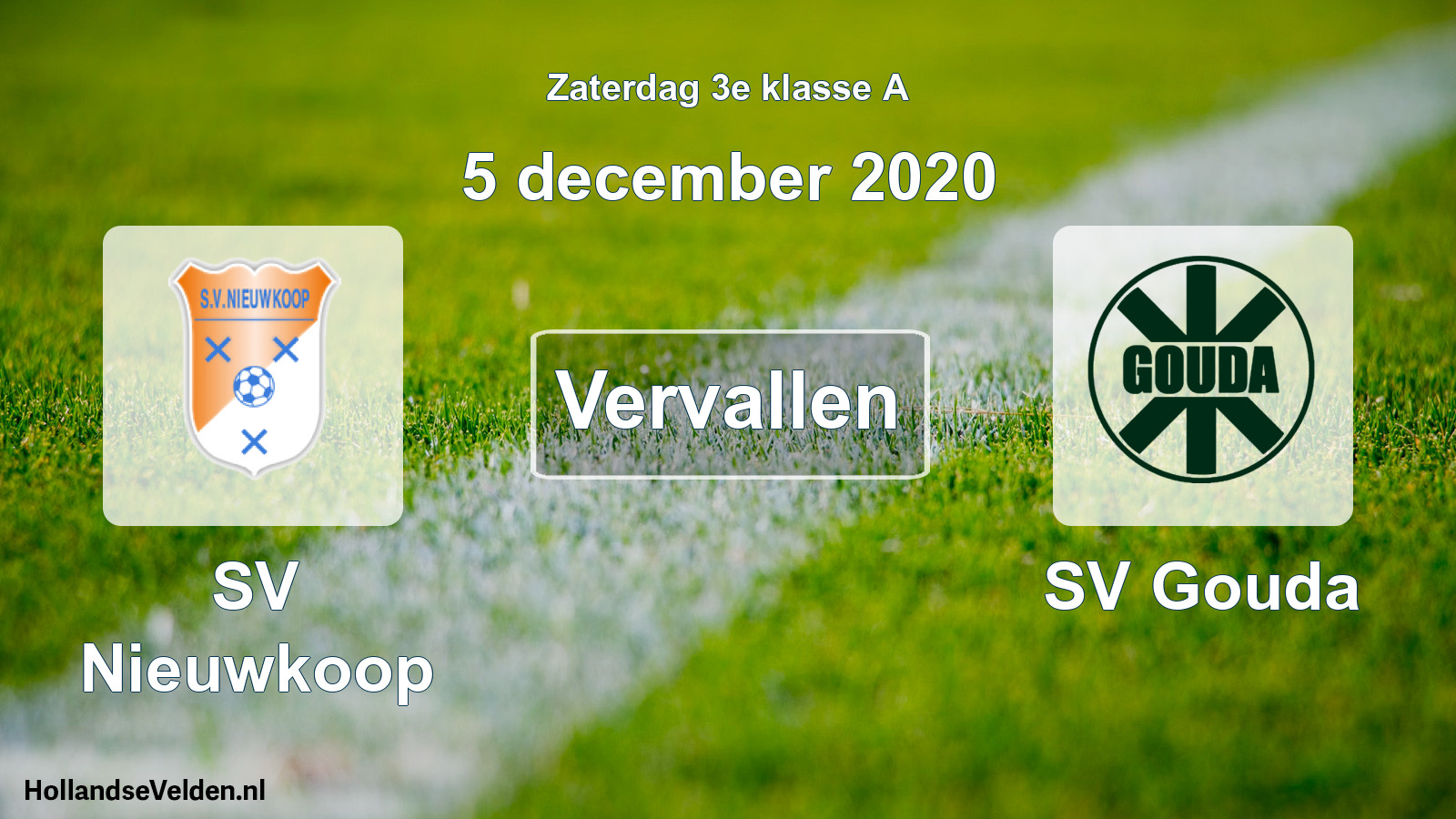 Scheduled Match: SV Nieuwkoop - SV Gouda (5 December 2020)