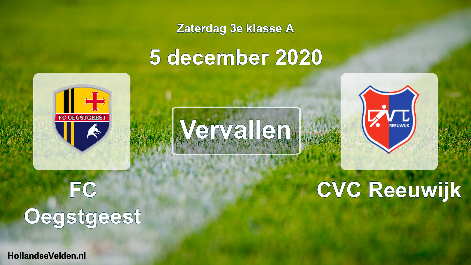 Scheduled Match: FC Oegstgeest - CVC Reeuwijk (5 December 2020)