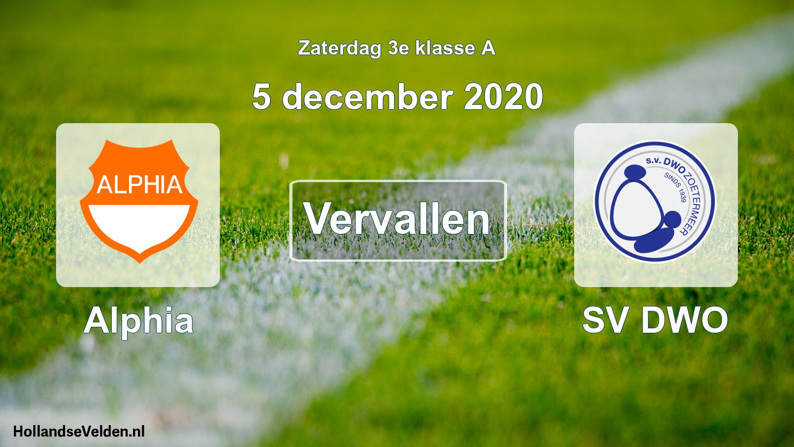 Scheduled Match: Alphia - SV DWO (5 December 2020)