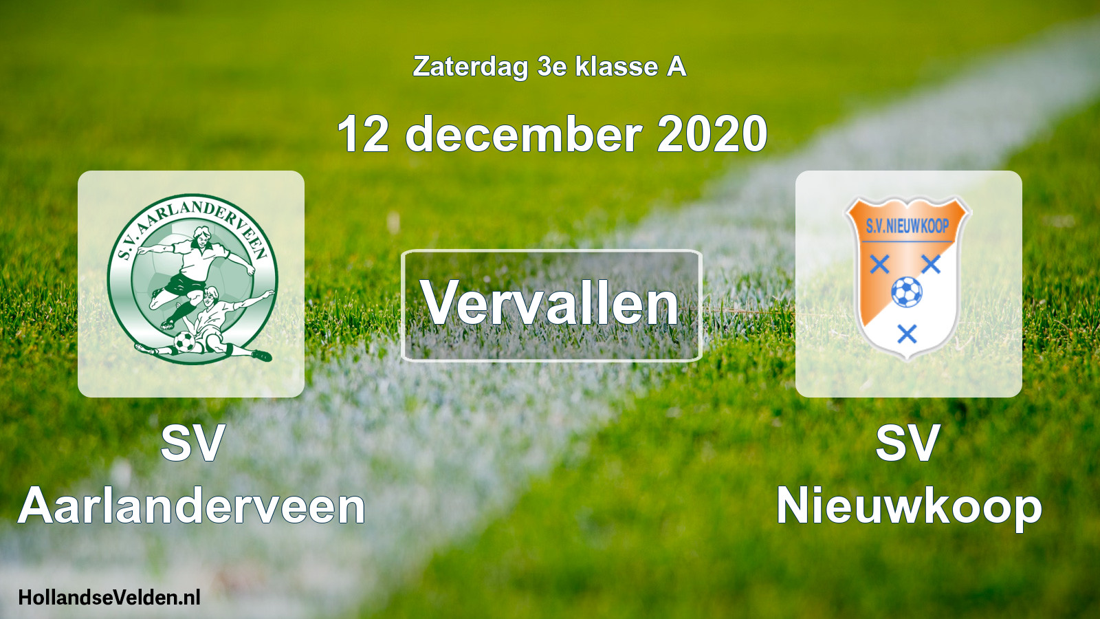 Scheduled Match: SV Aarlanderveen - SV Nieuwkoop (12 December 2020)