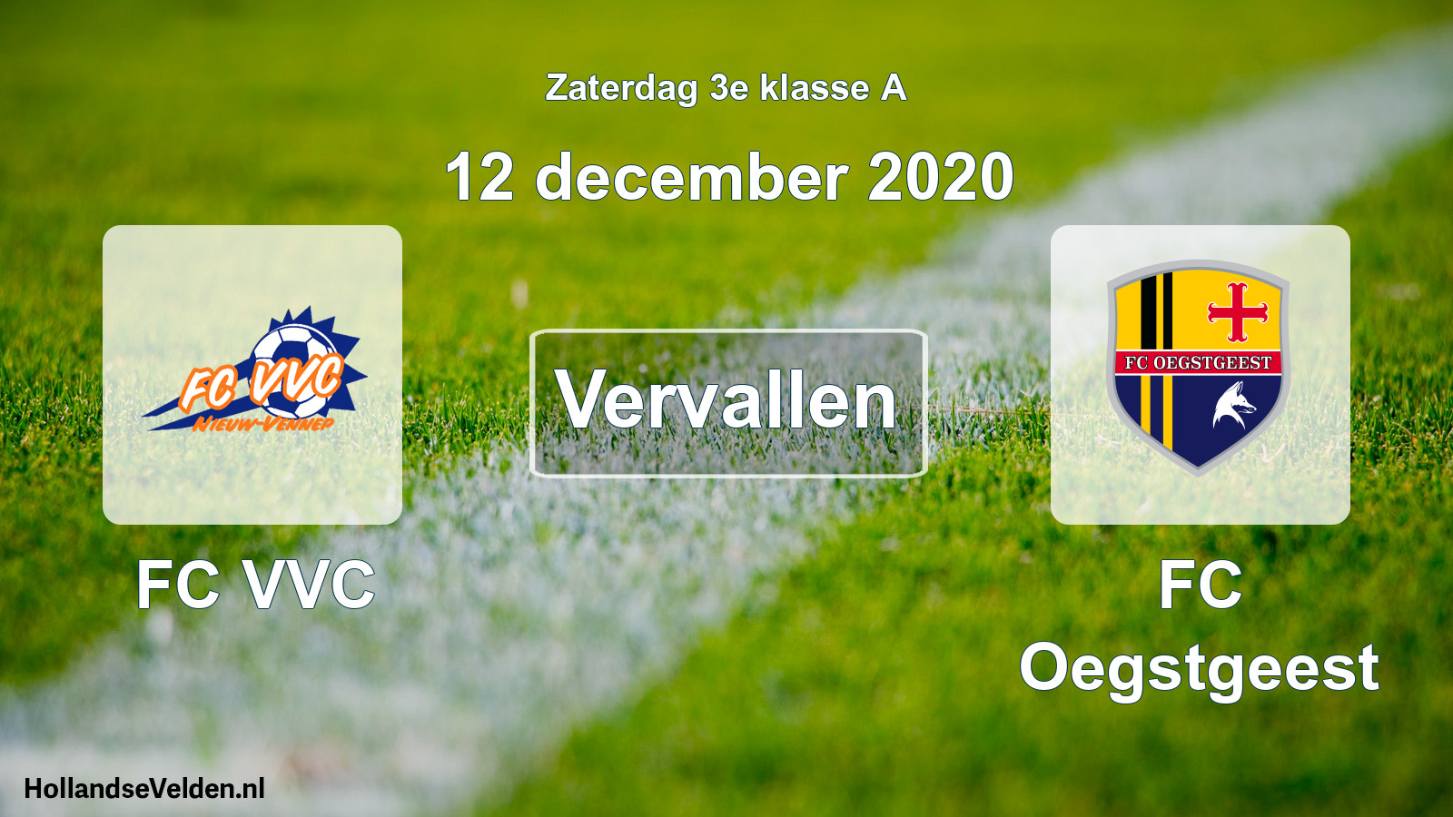 Scheduled Match: FC VVC - FC Oegstgeest (12 December 2020)