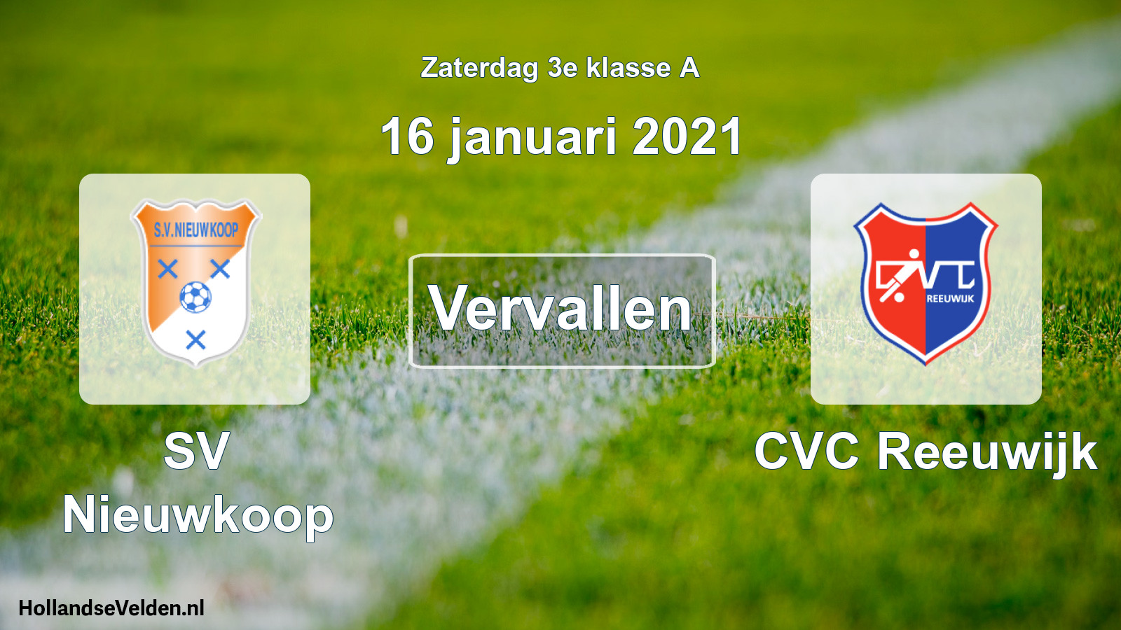 Scheduled Match: SV Nieuwkoop - CVC Reeuwijk (16 January 2021)