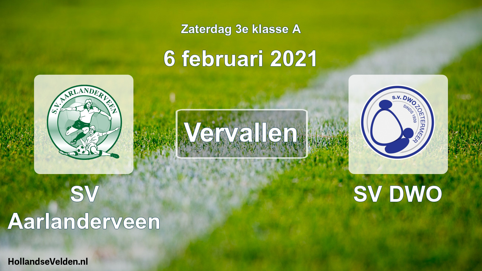 Scheduled Match: SV Aarlanderveen - SV DWO (6 February 2021)