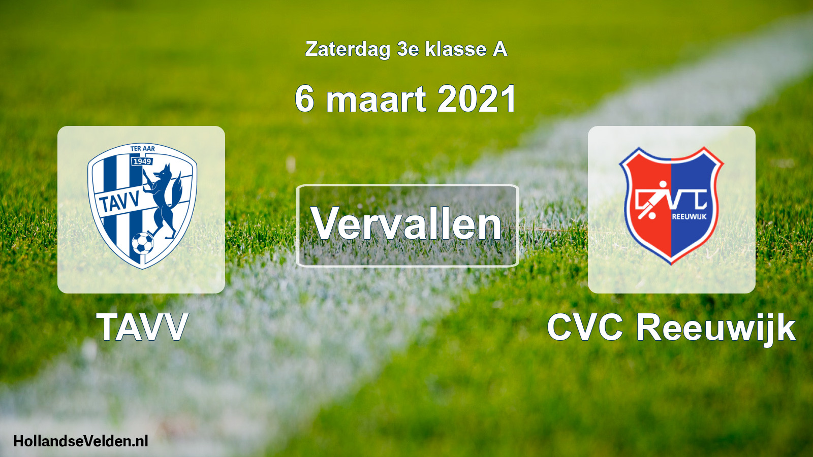 Scheduled Match: TAVV - CVC Reeuwijk (6 March 2021)