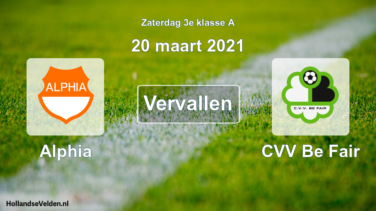 Scheduled Match: Alphia - CVV Be Fair (20 March 2021)