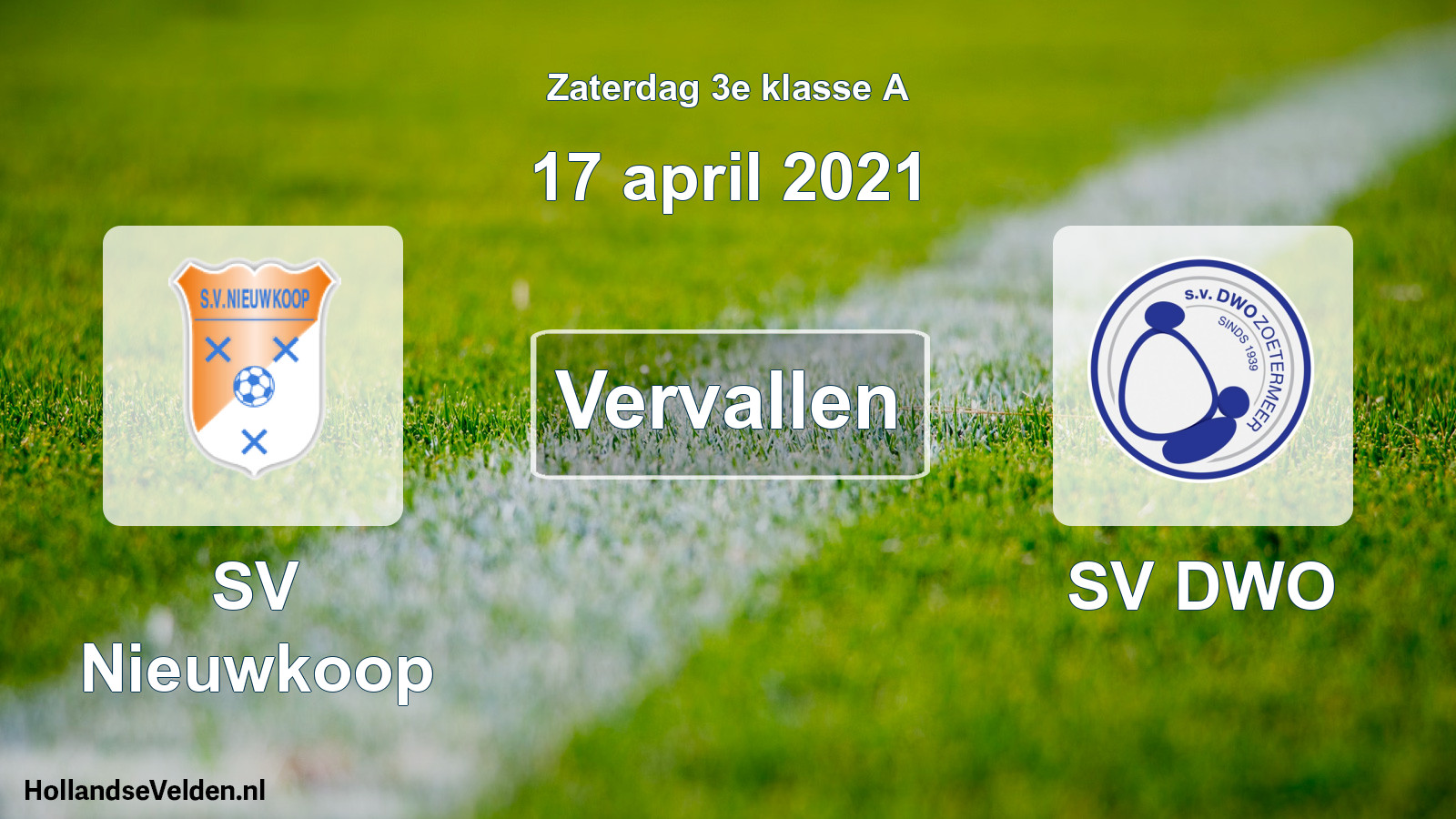 Scheduled Match: SV Nieuwkoop - SV DWO (17 April 2021)