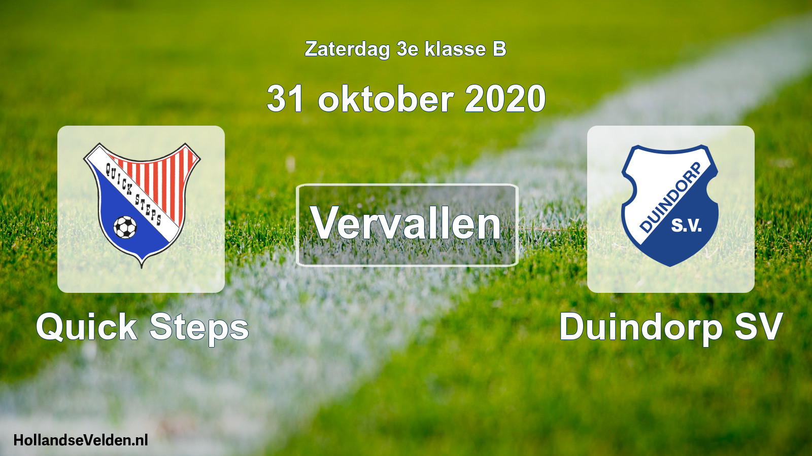 Scheduled Match: Quick Steps - Duindorp SV (31 October 2020)