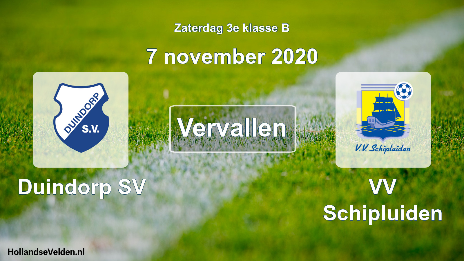 Scheduled Match: Duindorp SV - VV Schipluiden (7 November 2020)
