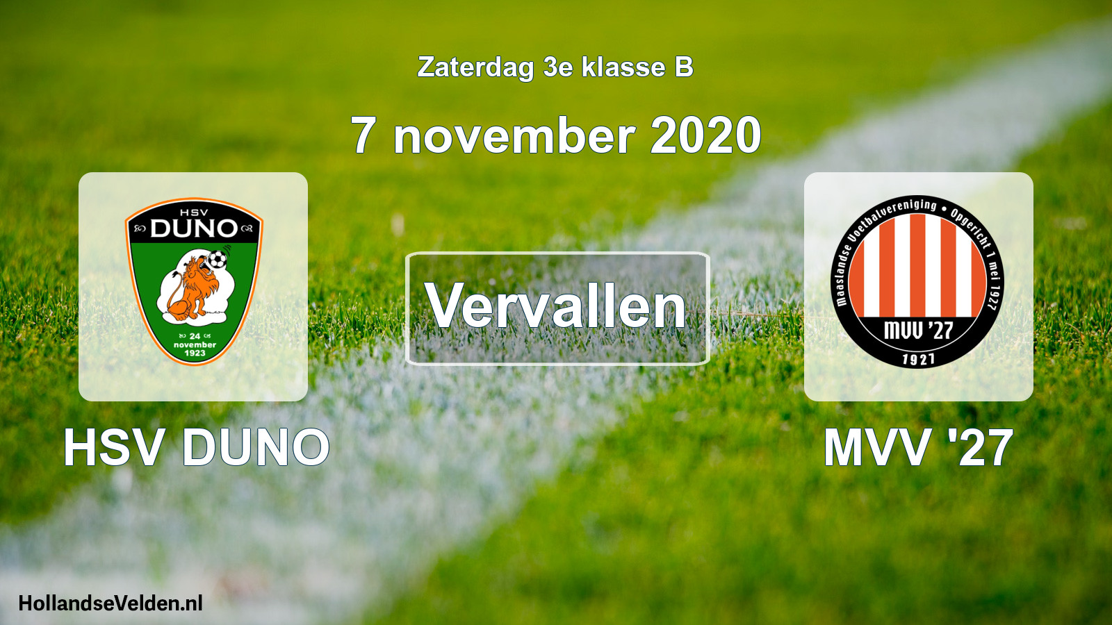 Scheduled Match: HSV DUNO - MVV '27 (7 November 2020)