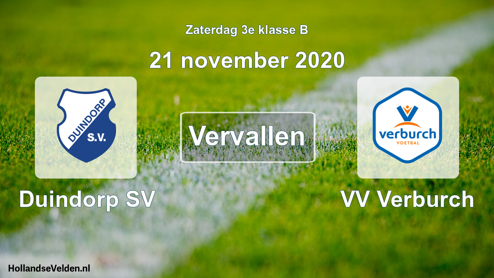 Scheduled Match: Duindorp SV - VV Verburch (21 November 2020)