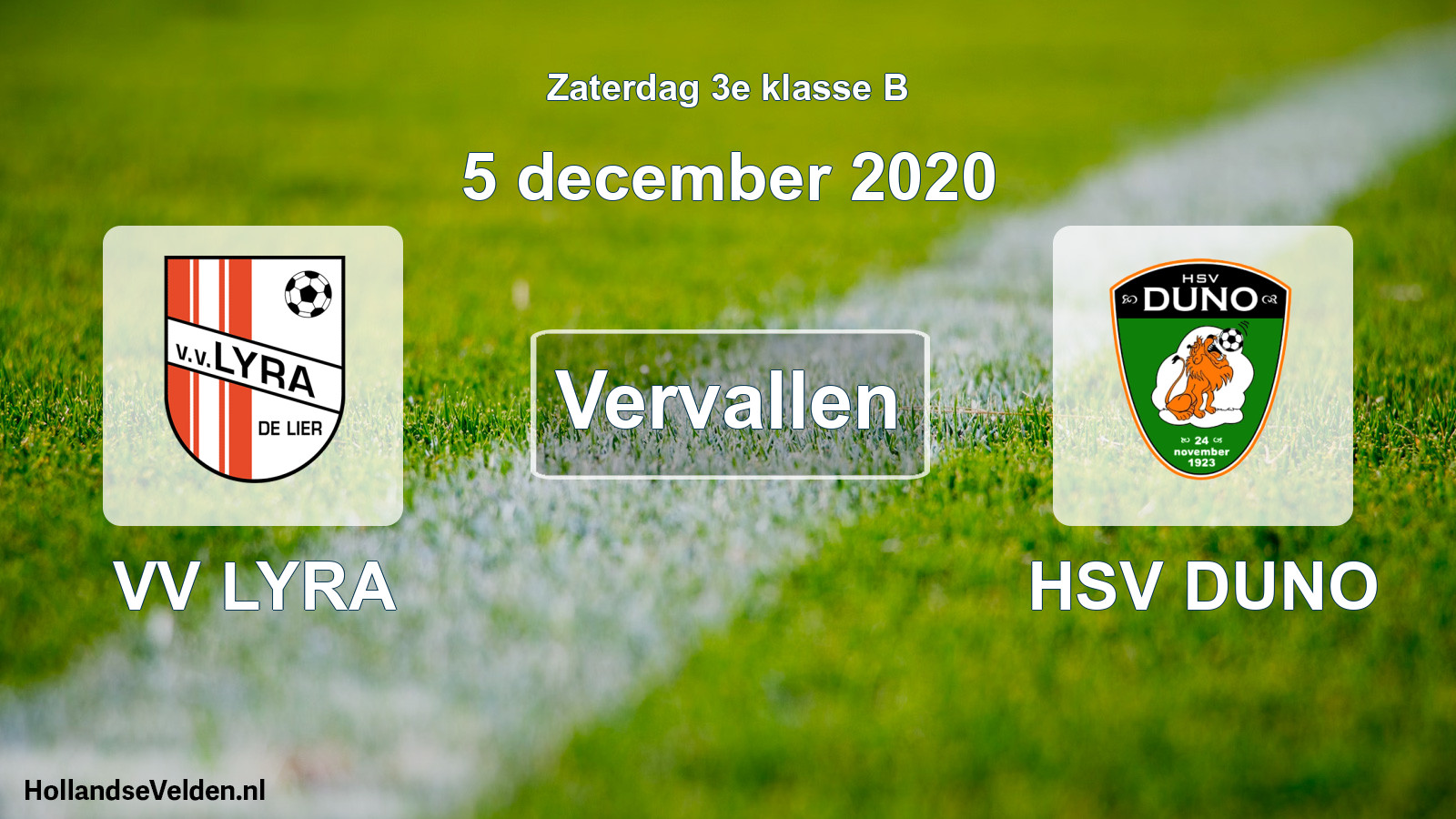 Scheduled Match: VV LYRA - HSV DUNO (5 December 2020)