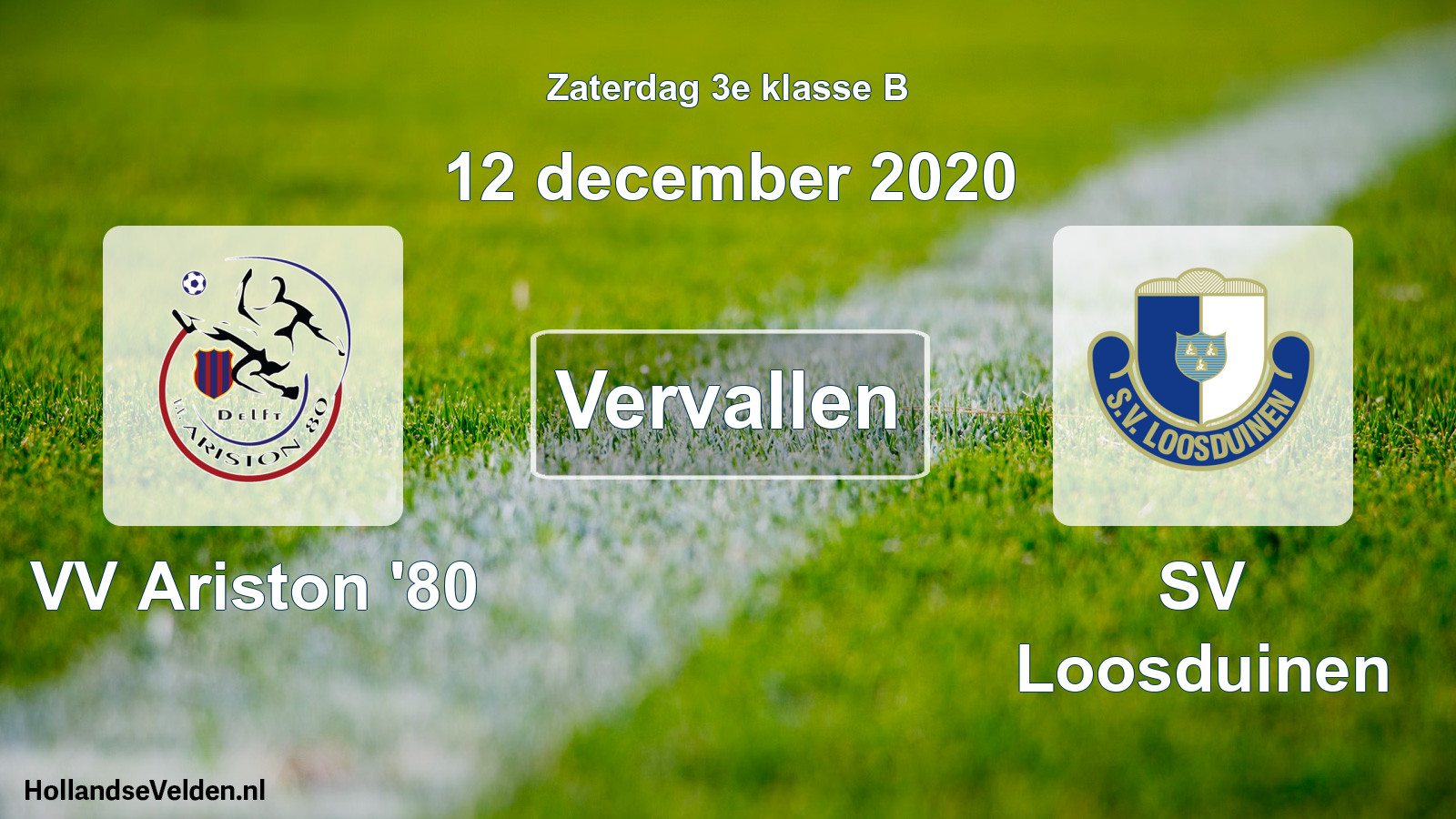 Scheduled Match: VV Ariston '80 - SV Loosduinen (12 December 2020)