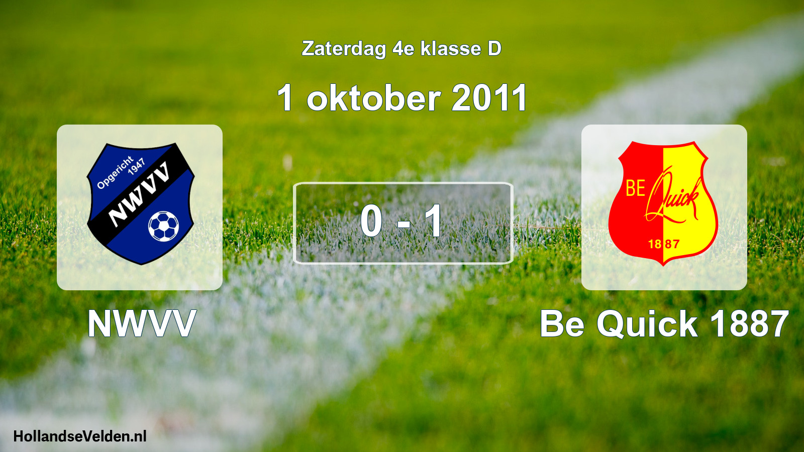 Total number of matches played: NWVV - Be Quick 1887 0 - 1 (1 October 2011)