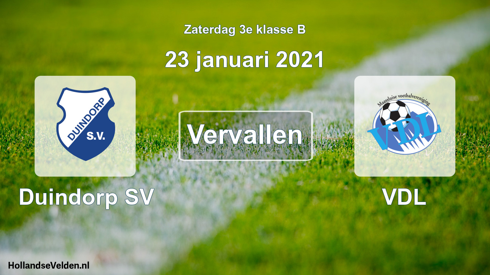 Scheduled Match: Duindorp SV - VDL (23 January 2021)