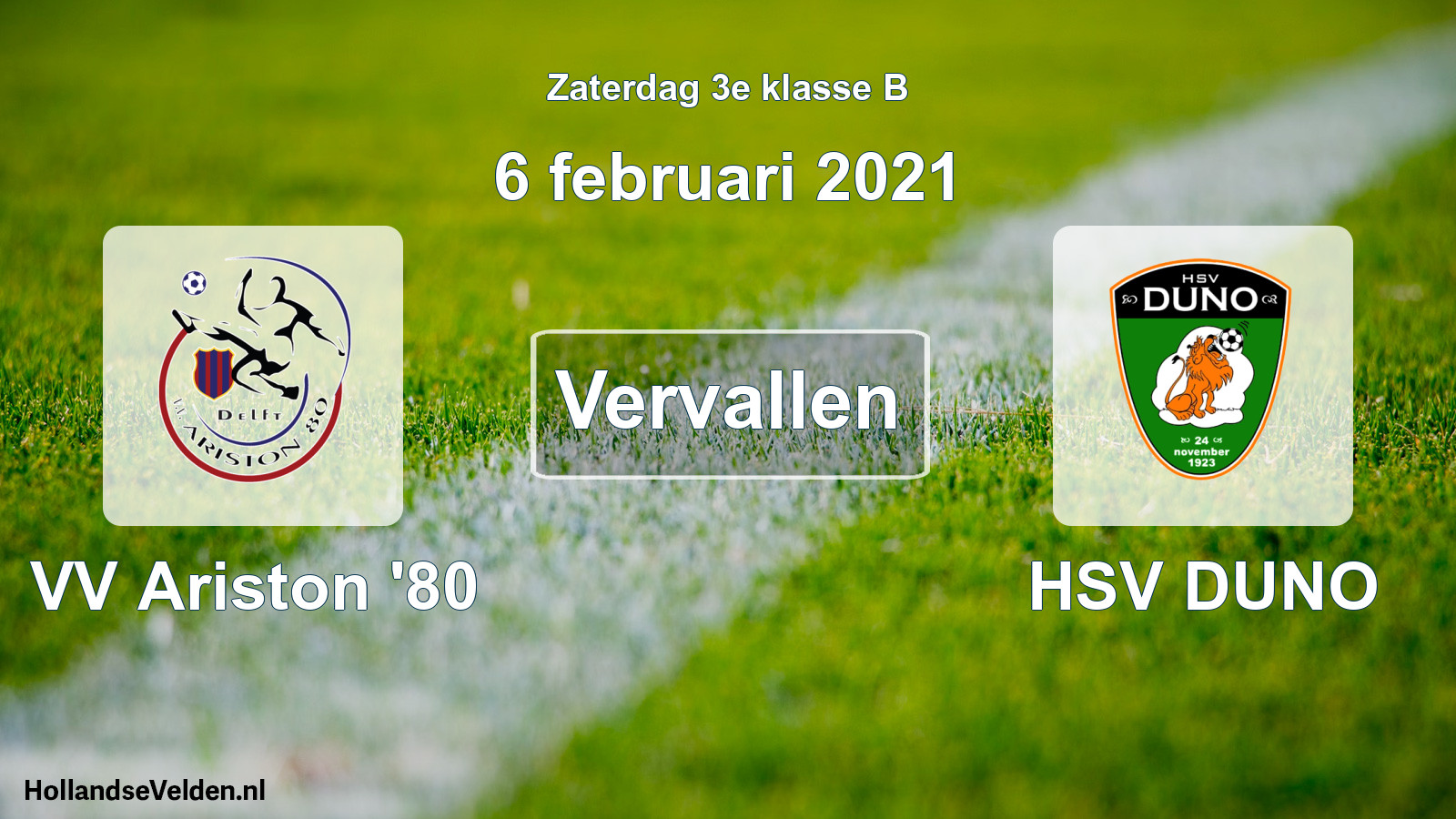 Scheduled Match: VV Ariston '80 - HSV DUNO (6 February 2021)