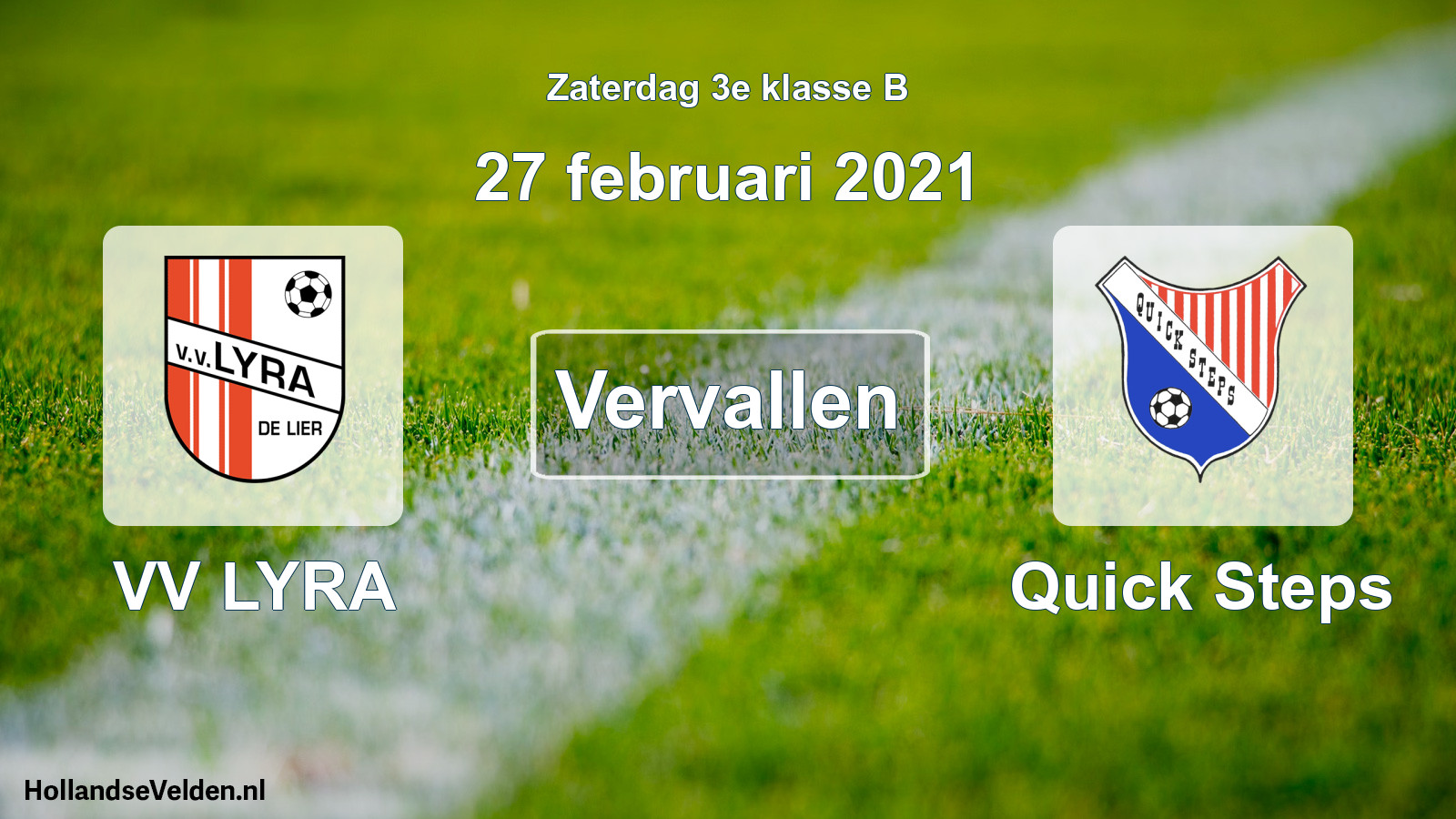 Scheduled Match: VV LYRA - Quick Steps (27 February 2021)