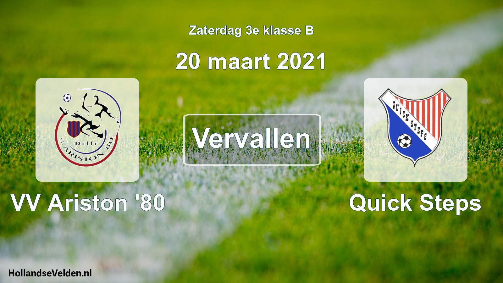 Scheduled Match: VV Ariston '80 - Quick Steps (20 March 2021)