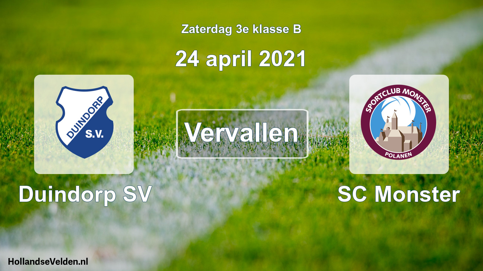 Scheduled Match: Duindorp SV - SC Monster (24 April 2021)
