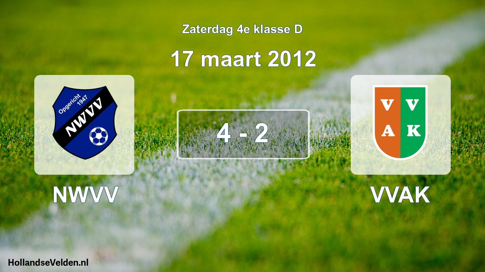 Total number of matches played: NWVV - VVAK 4 - 2 (17 March 2012)