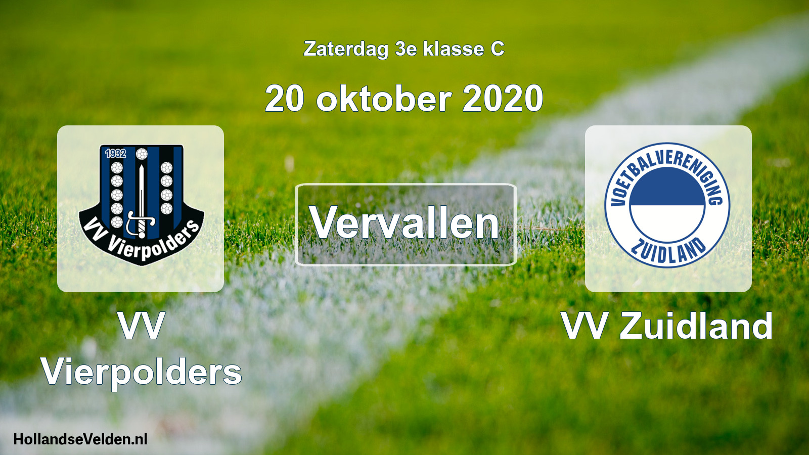 Scheduled Match: VV Vierpolders - VV Zuidland (20 October 2020)