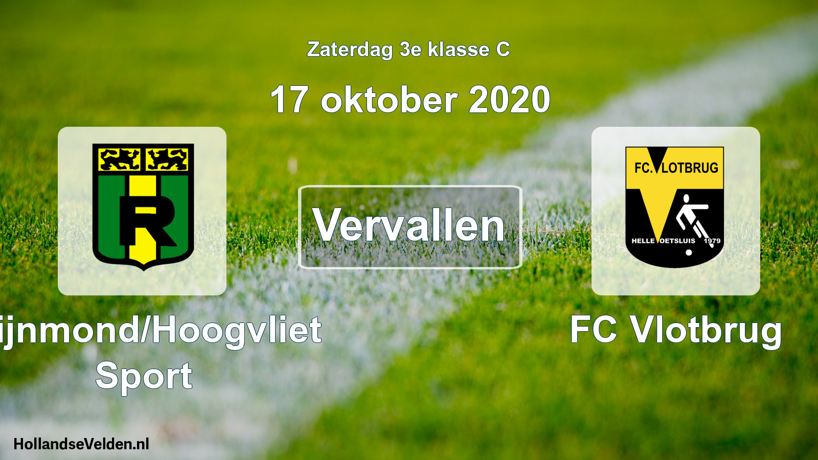 Scheduled Match: Rijnmond/Hoogvliet Sport - FC Vlotbrug (17 October 2020)