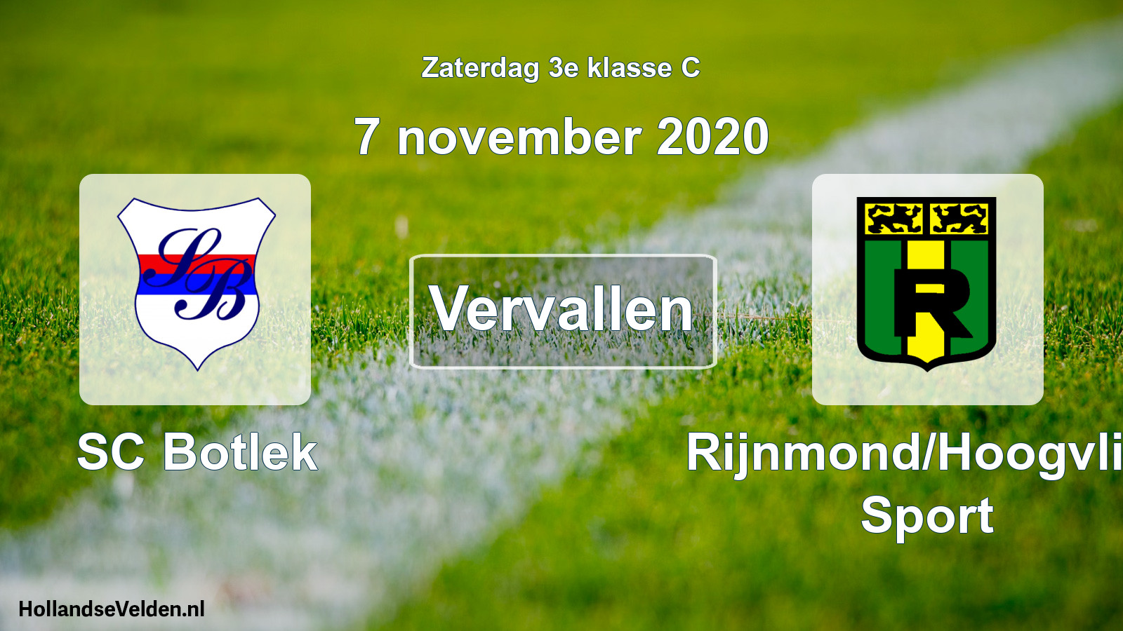 Scheduled Match: SC Botlek - Rijnmond/Hoogvliet Sport (7 November 2020)