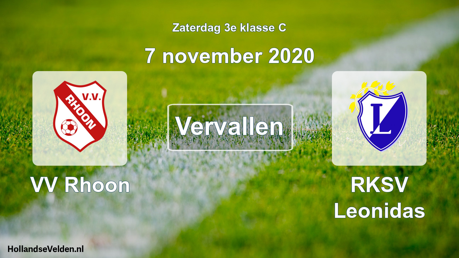 Scheduled Match: VV Rhoon - RKSV Leonidas (7 November 2020)
