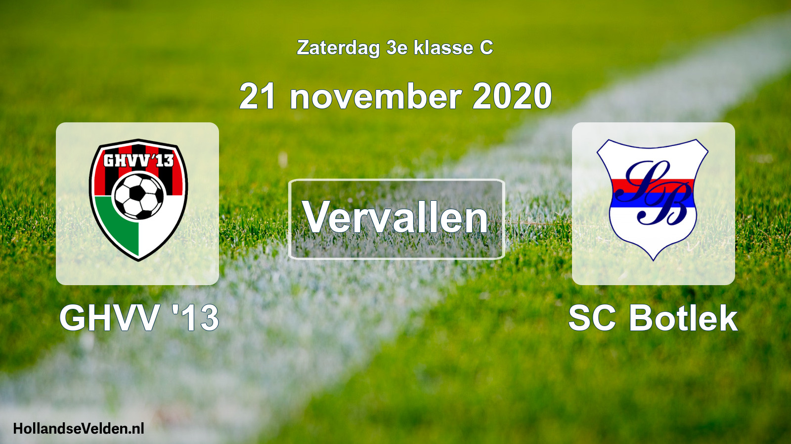 Scheduled Match: GHVV '13 - SC Botlek (21 November 2020)