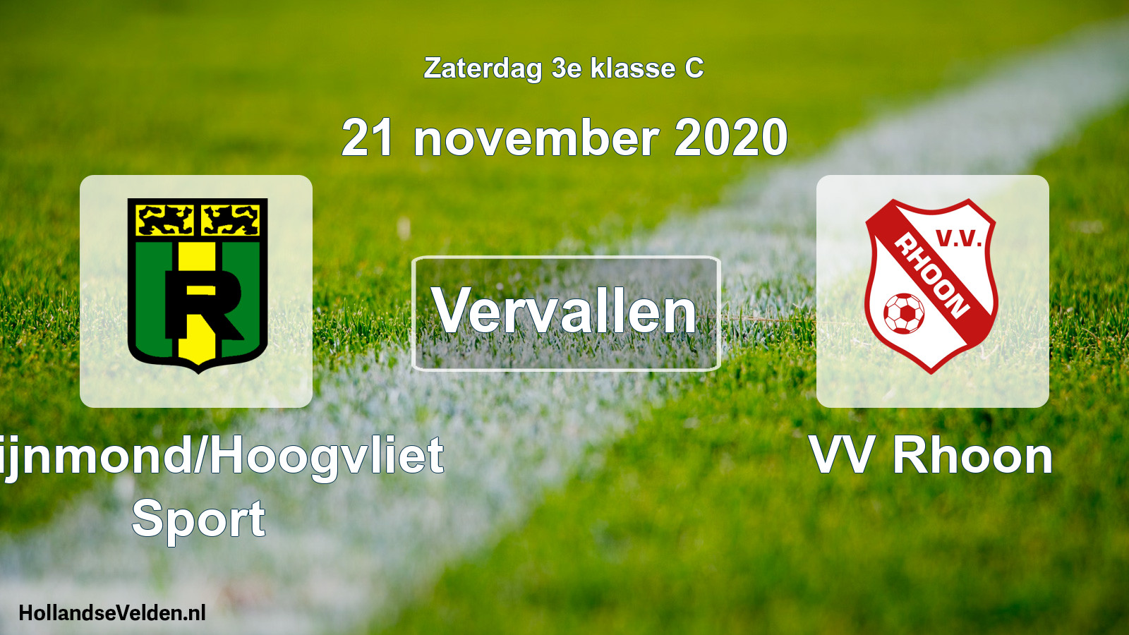 Scheduled Match: Rijnmond/Hoogvliet Sport - VV Rhoon (21 November 2020)