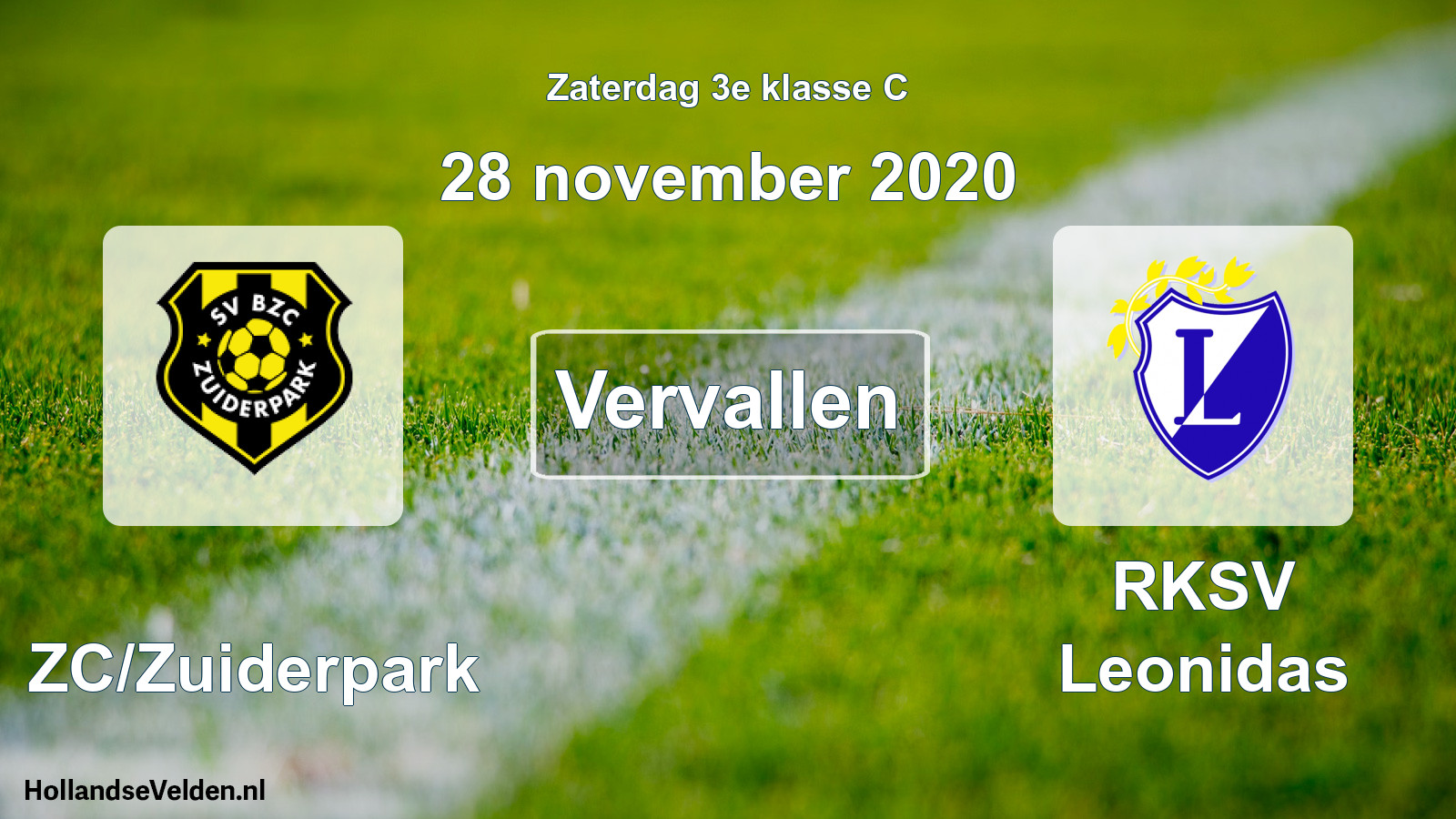 Scheduled Match: BZC/Zuiderpark - RKSV Leonidas (28 November 2020)
