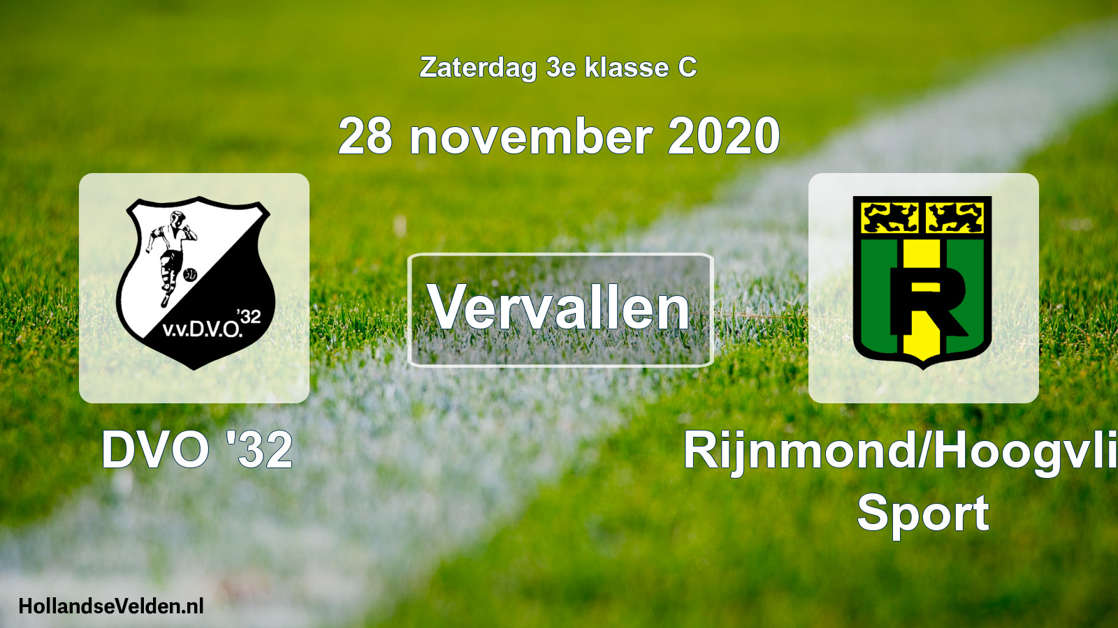 Scheduled Match: DVO '32 - Rijnmond/Hoogvliet Sport (28 November 2020)