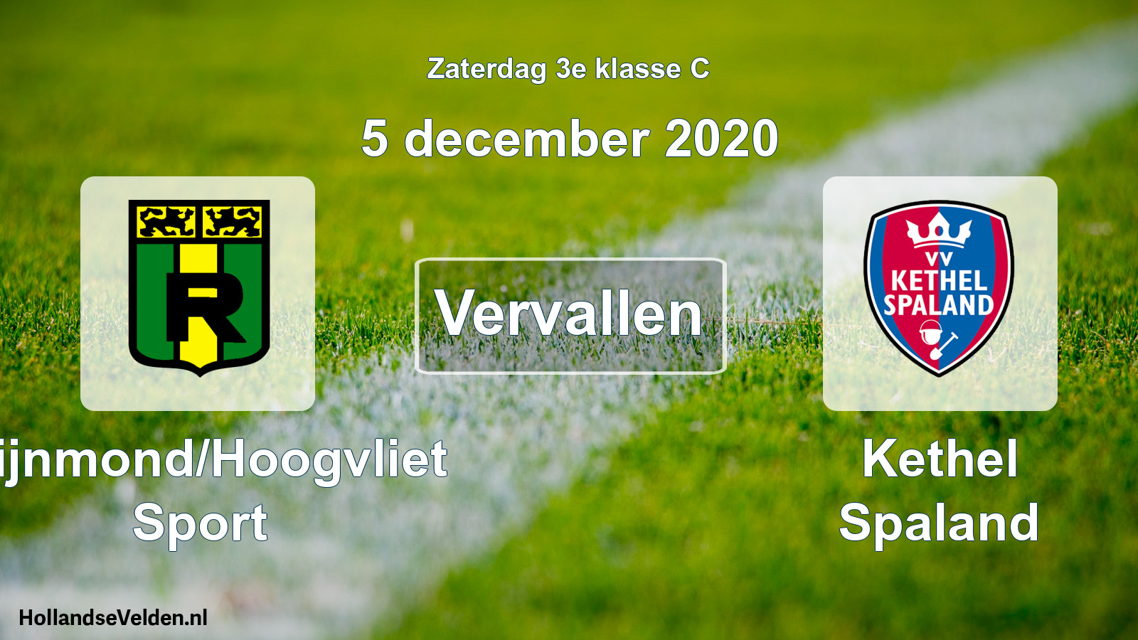 Scheduled Match: Rijnmond/Hoogvliet Sport - Kethel Spaland (5 December 2020)