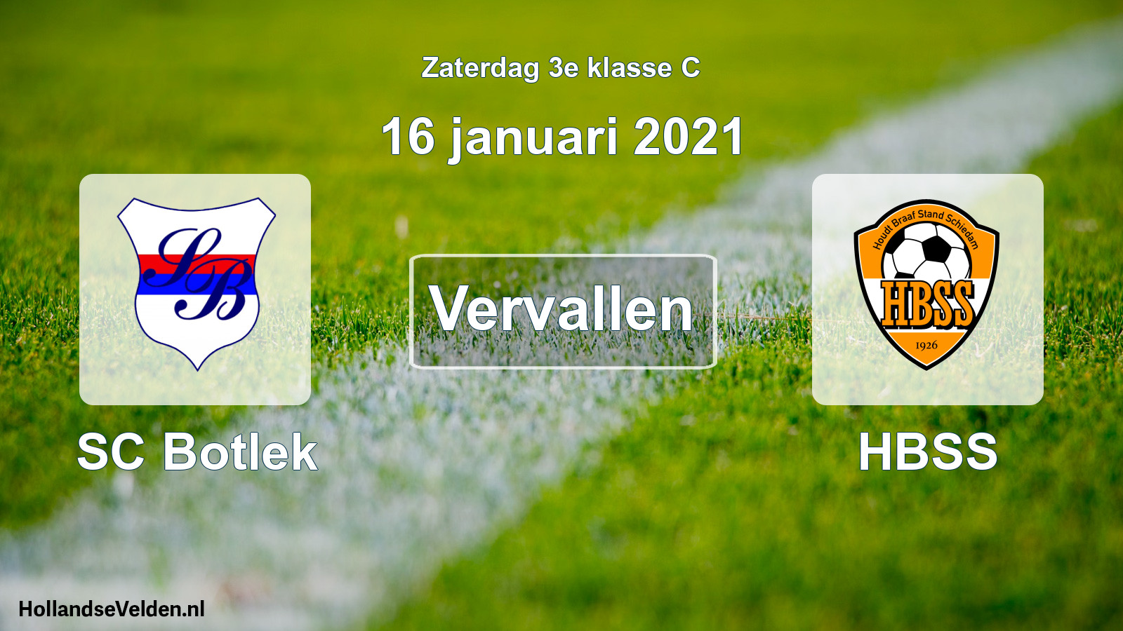 Scheduled Match: SC Botlek - HBSS (16 January 2021)