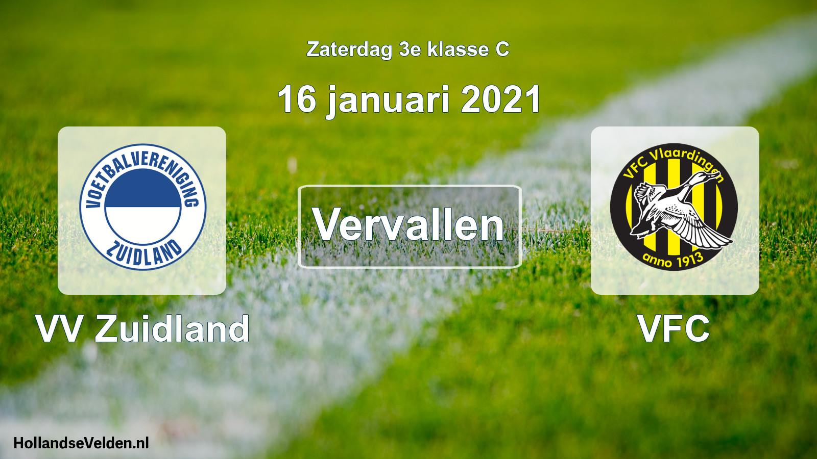 Scheduled Match: VV Zuidland - VFC (16 January 2021)