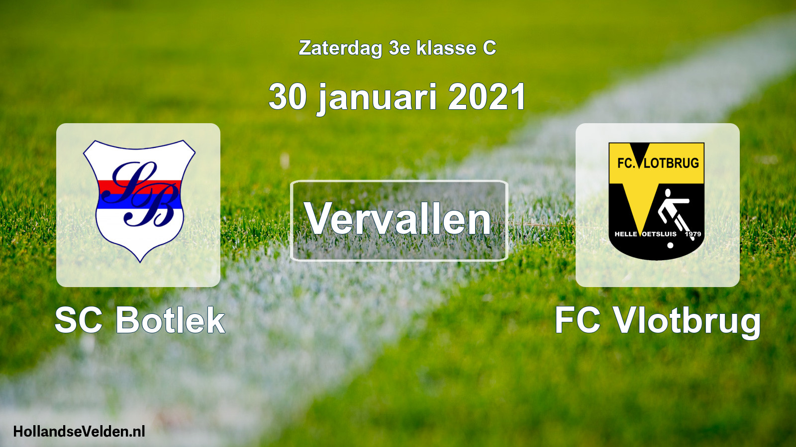 Scheduled Match: SC Botlek - FC Vlotbrug (30 January 2021)