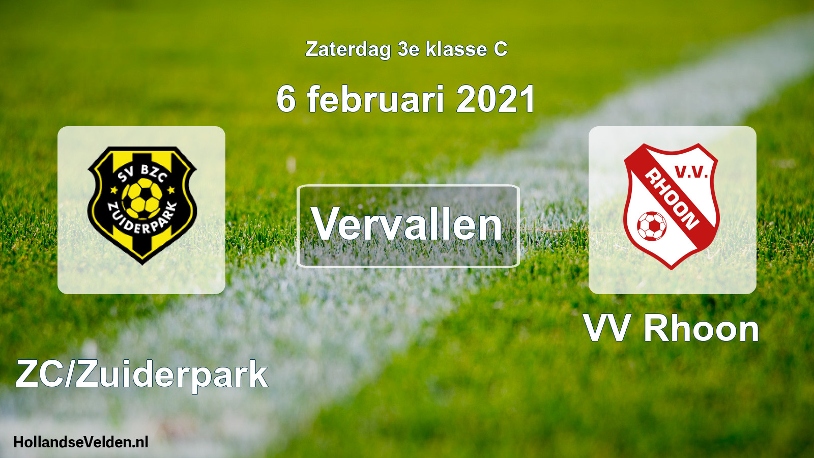 Scheduled Match: BZC/Zuiderpark - VV Rhoon (6 February 2021)
