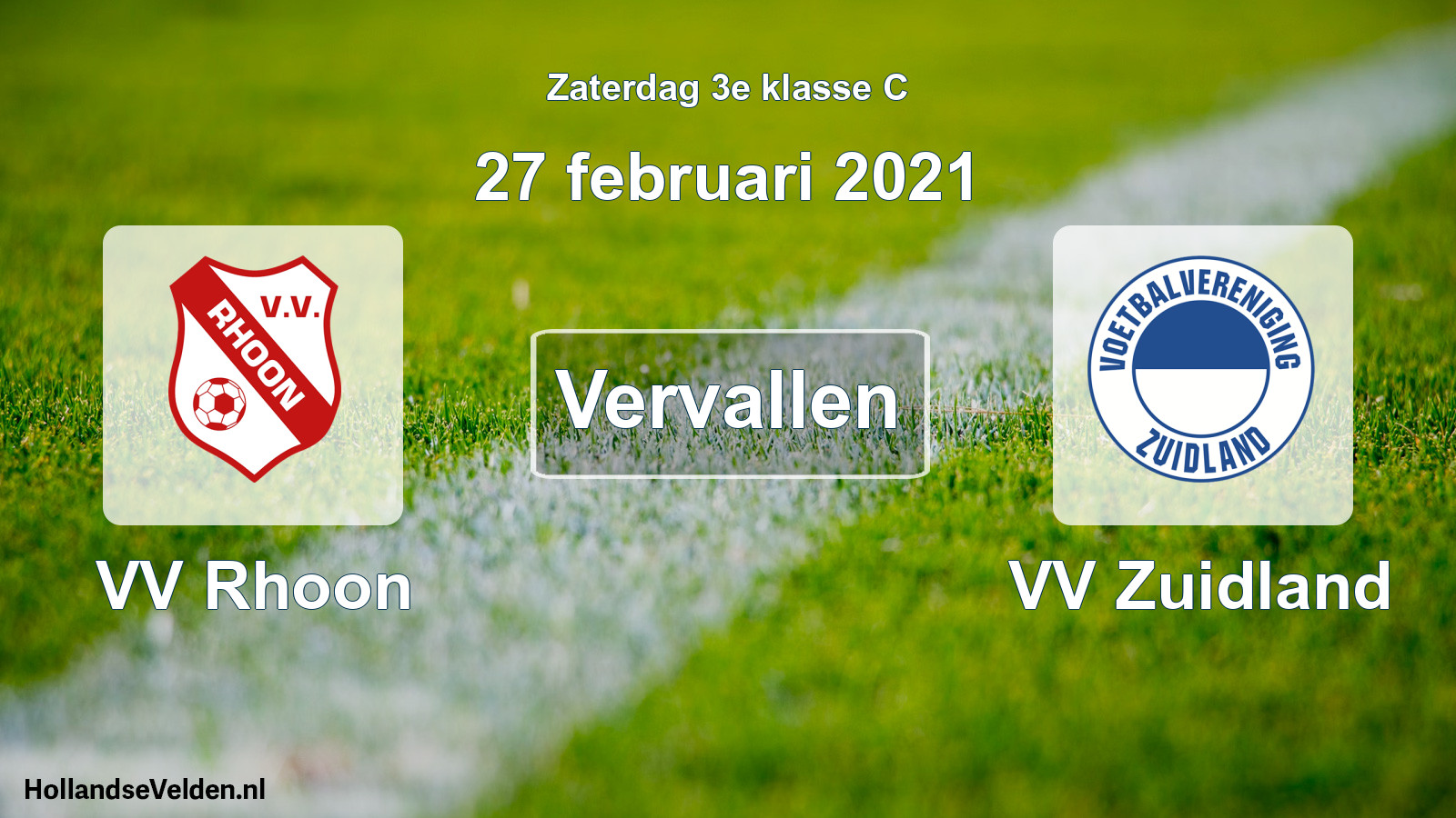 Scheduled Match: VV Rhoon - VV Zuidland (27 February 2021)