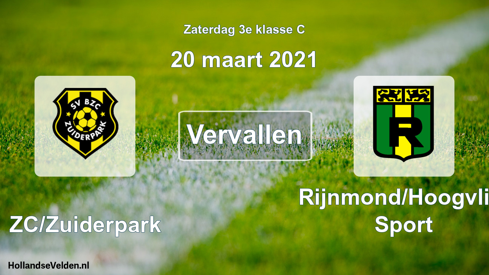 Scheduled Match: BZC/Zuiderpark - Rijnmond/Hoogvliet Sport (20 March 2021)