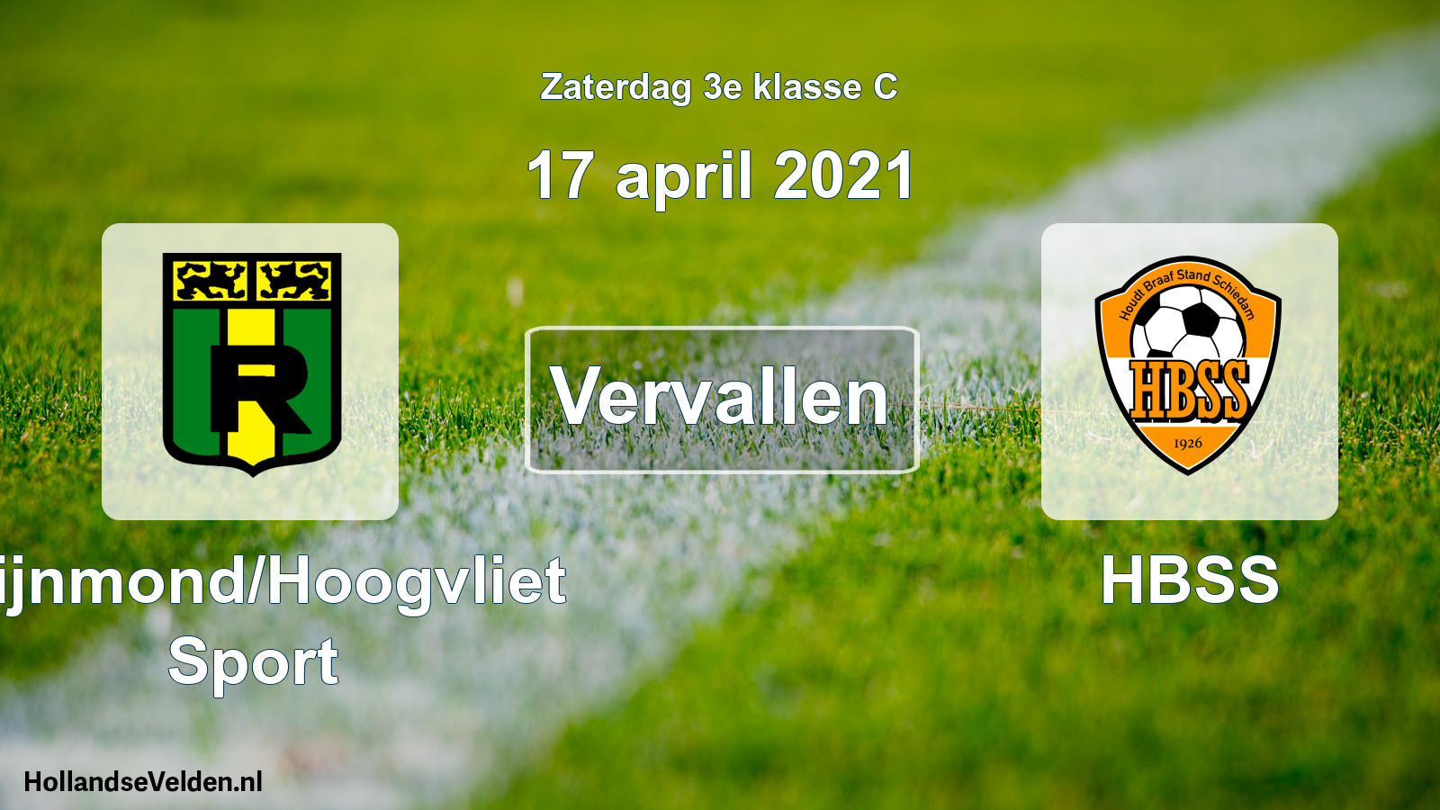 Scheduled Match: Rijnmond/Hoogvliet Sport - HBSS (17 April 2021)