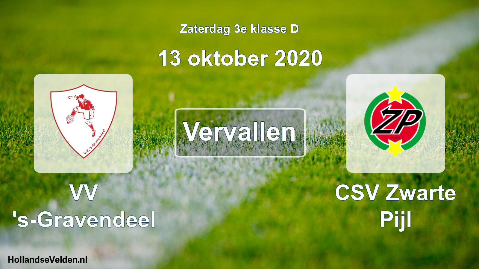 Scheduled Match: VV 's-Gravendeel - CSV Zwarte Pijl (13 October 2020)