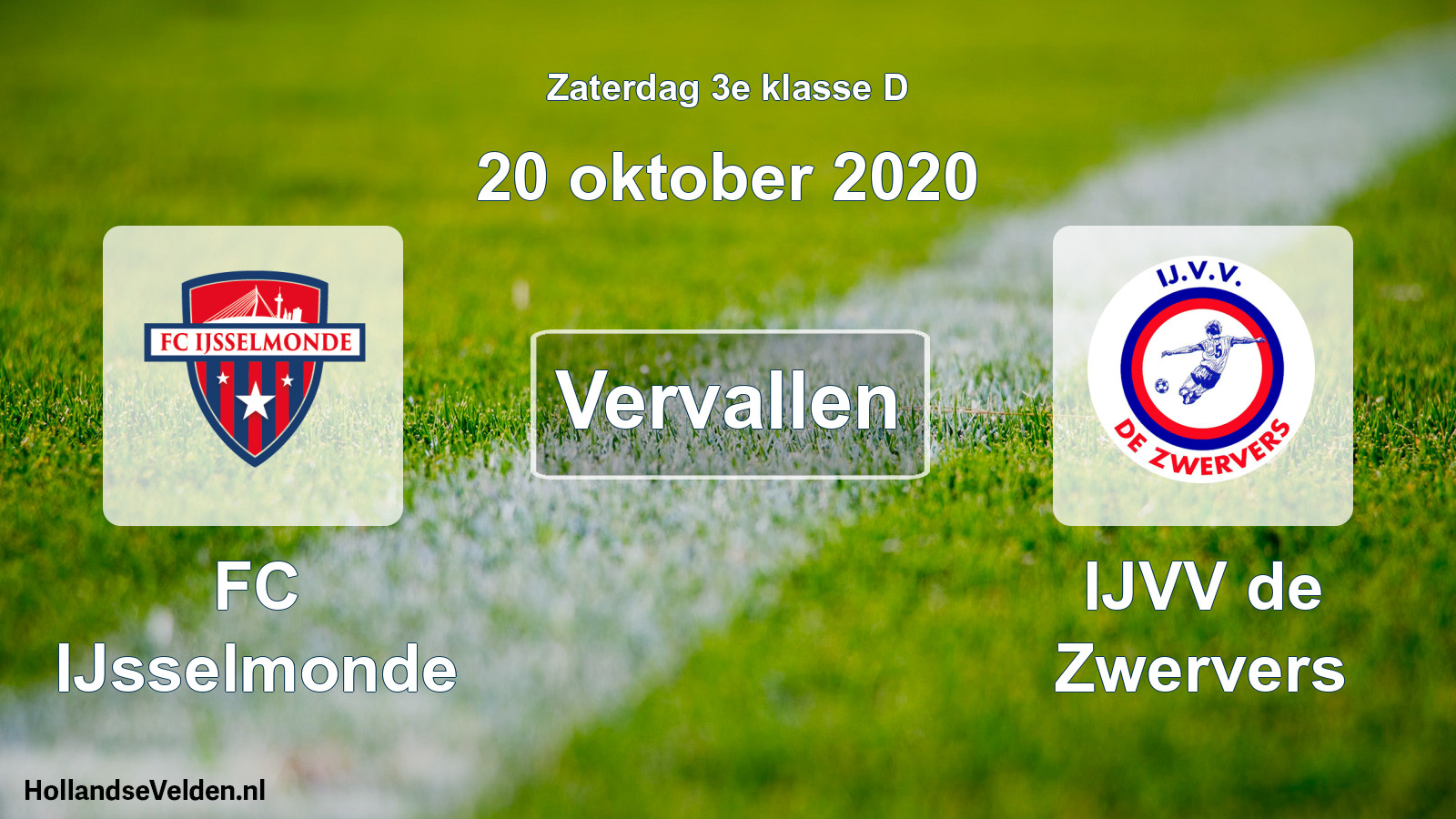 Scheduled Match: FC IJsselmonde - IJVV de Zwervers (20 October 2020)