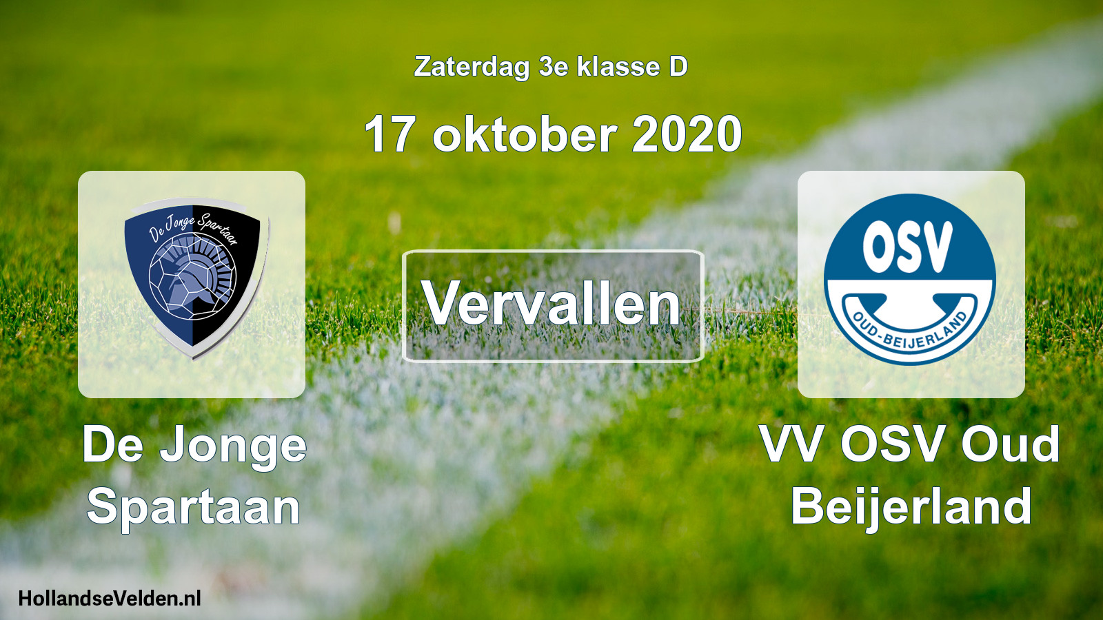 Scheduled Match: De Jonge Spartaan - VV OSV Oud Beijerland (17 October 2020)