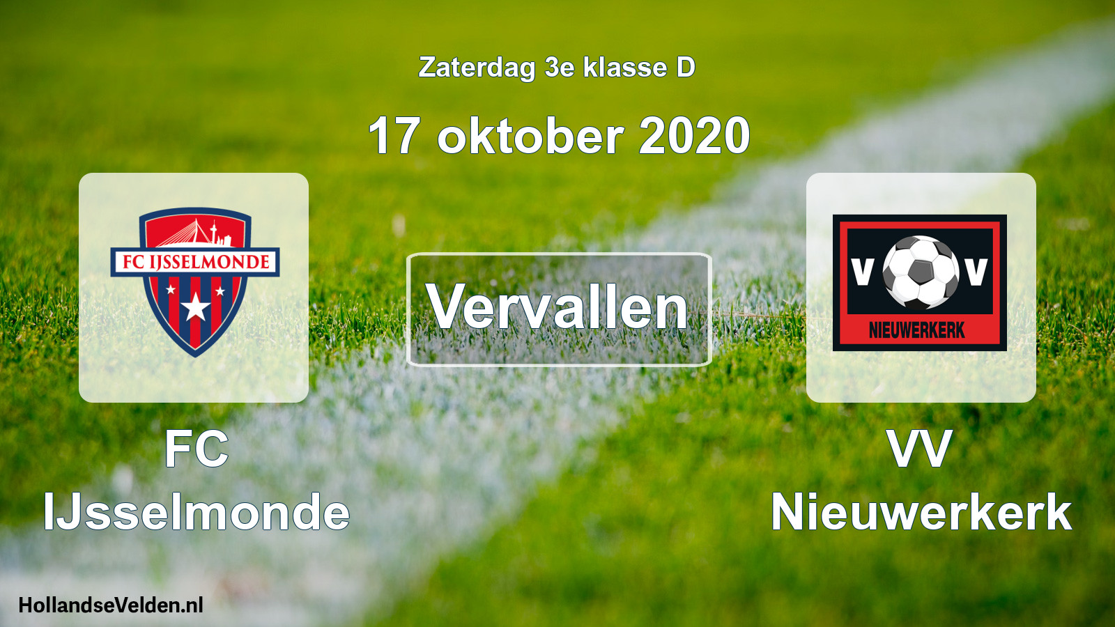 Scheduled Match: FC IJsselmonde - VV Nieuwerkerk (17 October 2020)