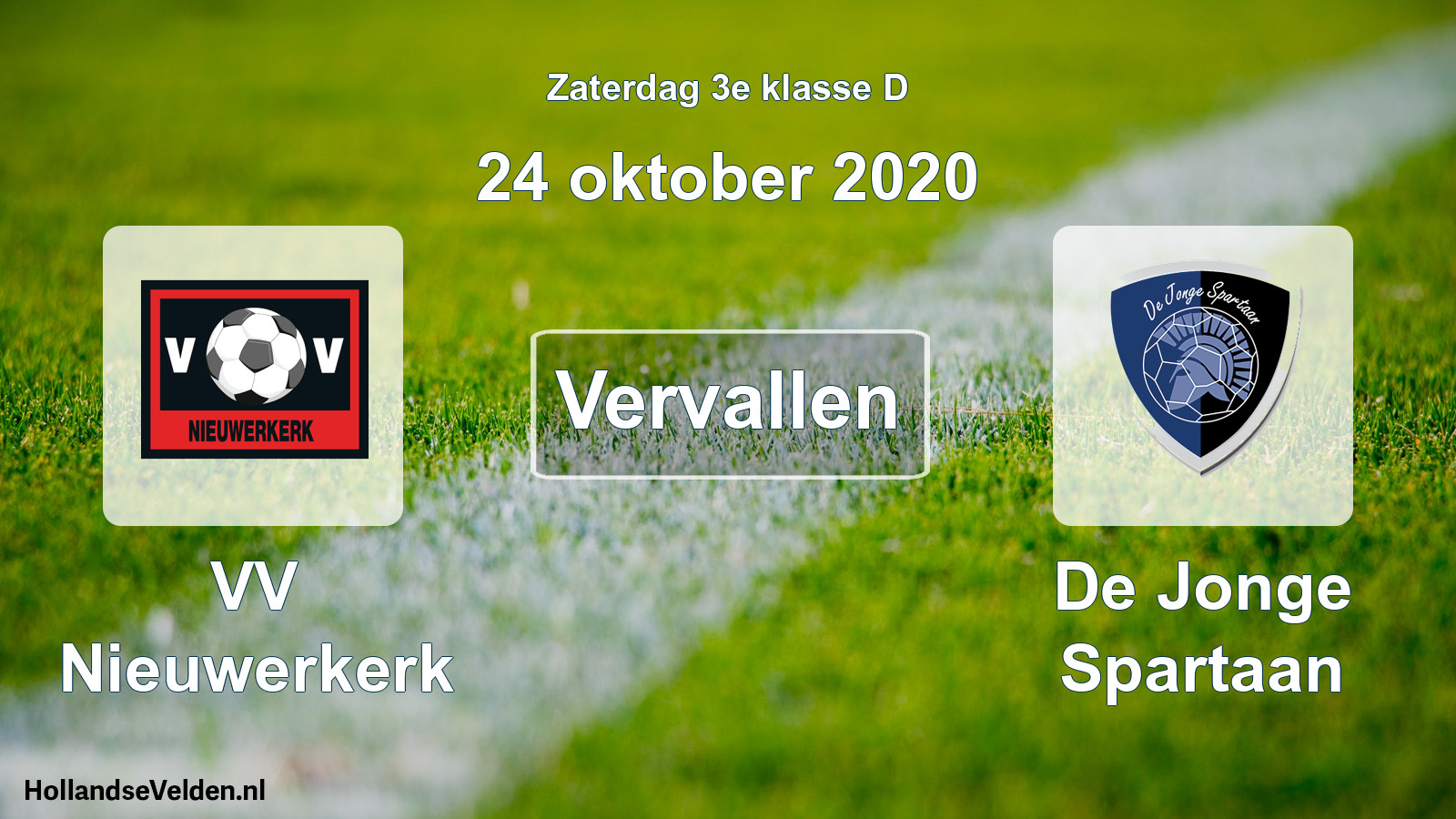 Scheduled Match: VV Nieuwerkerk - De Jonge Spartaan (24 October 2020)