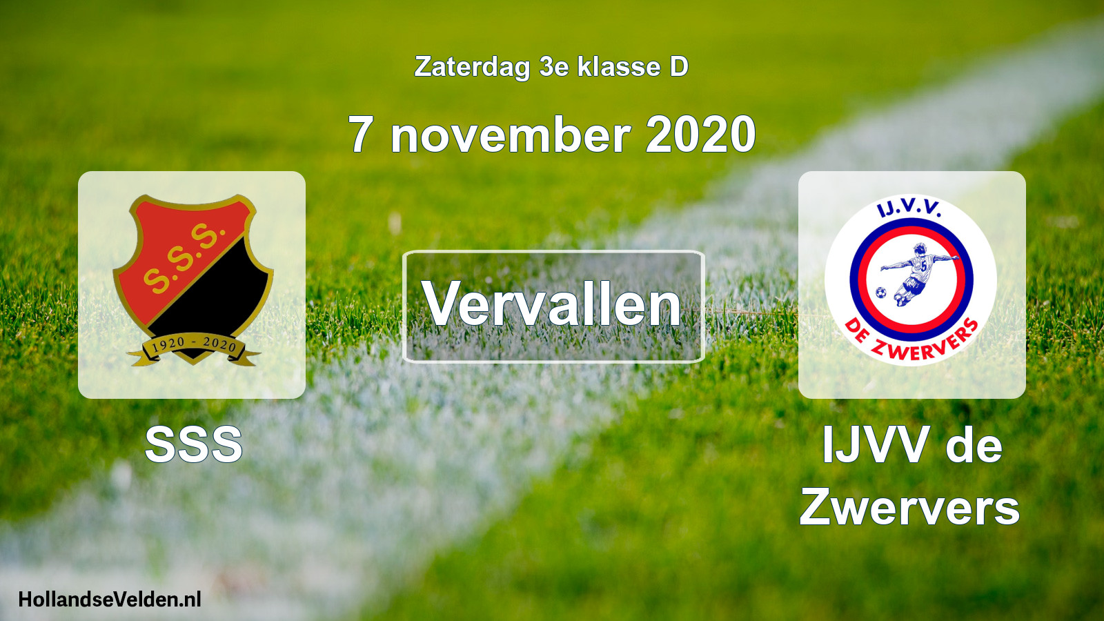 Scheduled Match: SSS - IJVV de Zwervers (7 November 2020)