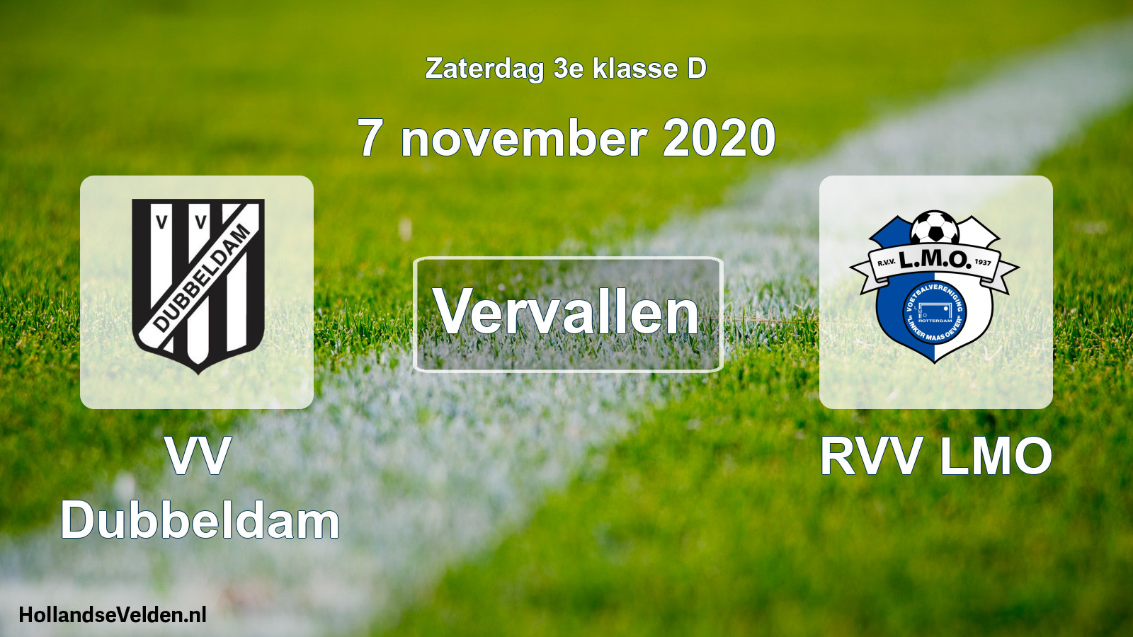 Scheduled Match: VV Dubbeldam - RVV LMO (7 November 2020)