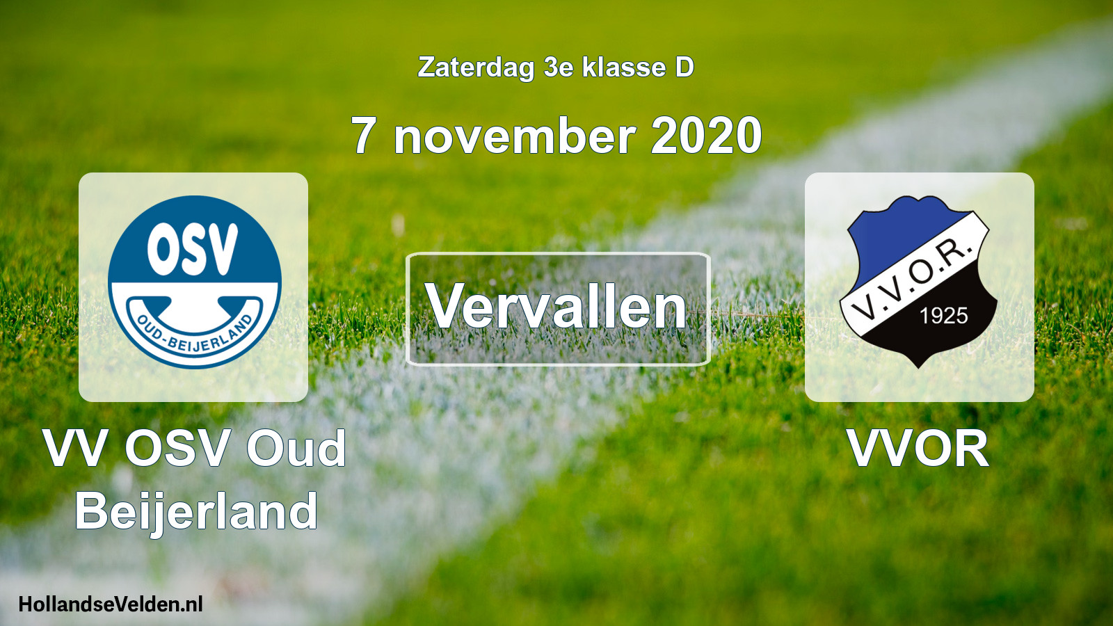 Scheduled Match: VV OSV Oud Beijerland - VVOR (7 November 2020)