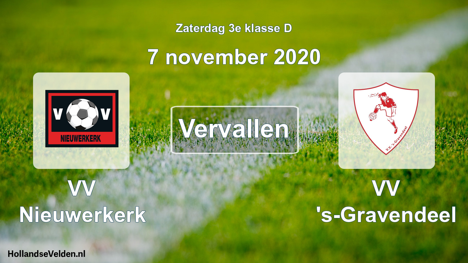 Scheduled Match: VV Nieuwerkerk - VV 's-Gravendeel (7 November 2020)