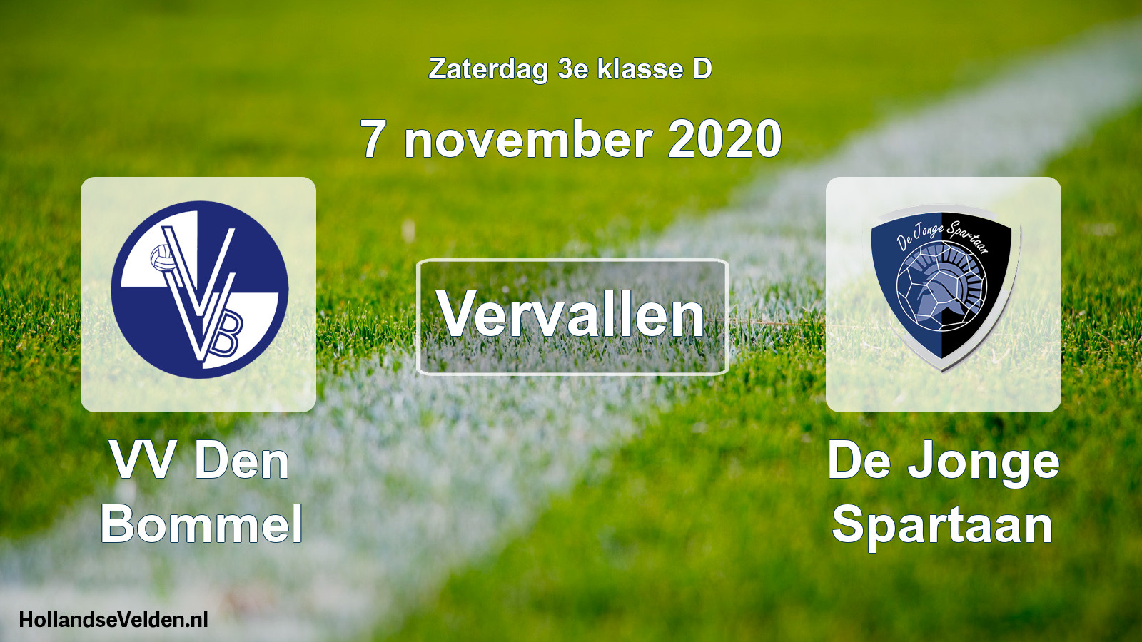 Scheduled Match: VV Den Bommel - De Jonge Spartaan (7 November 2020)