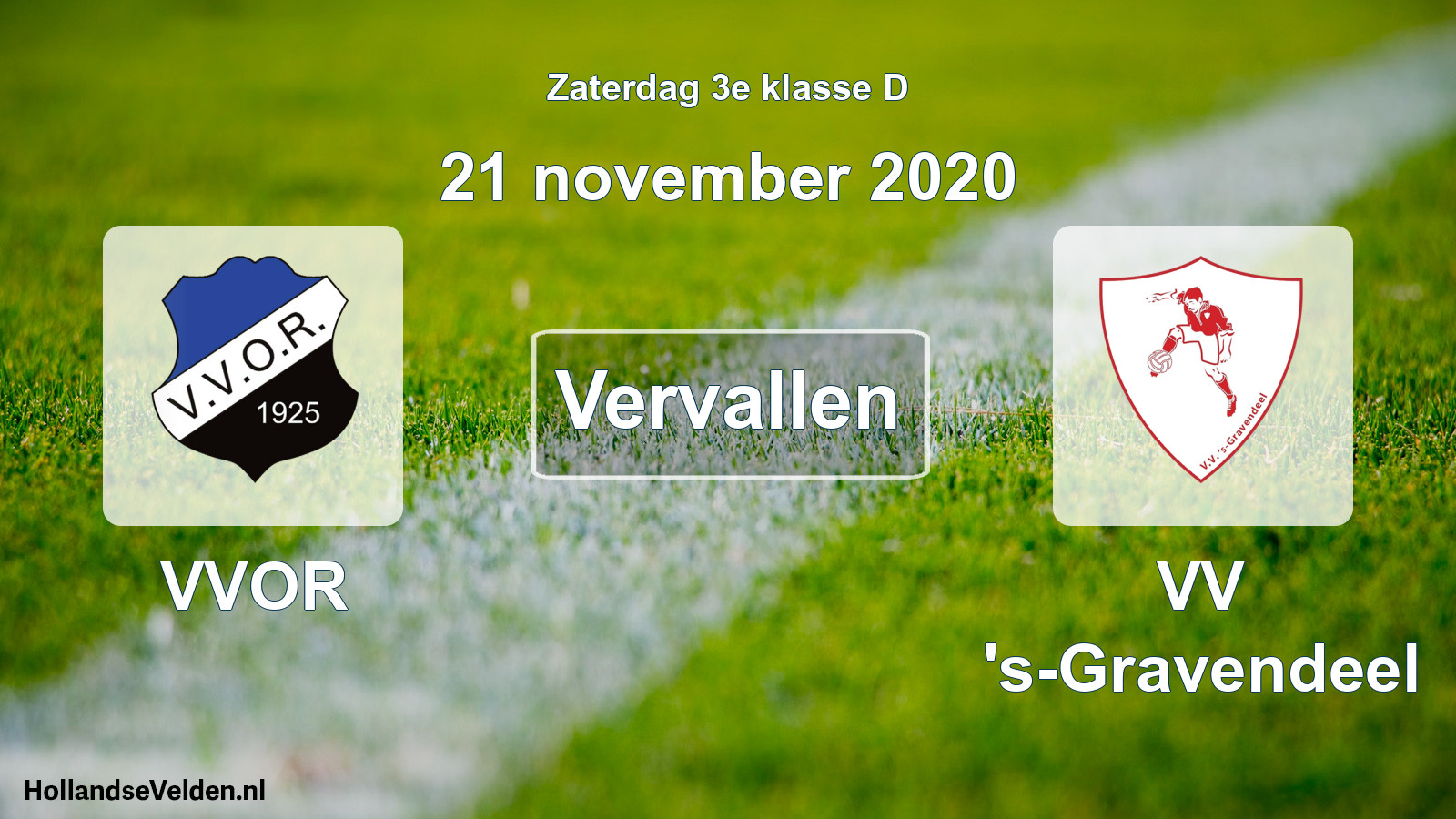 Scheduled Match: VVOR - VV 's-Gravendeel (21 November 2020)